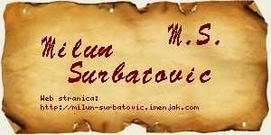 Milun Šurbatović vizit kartica